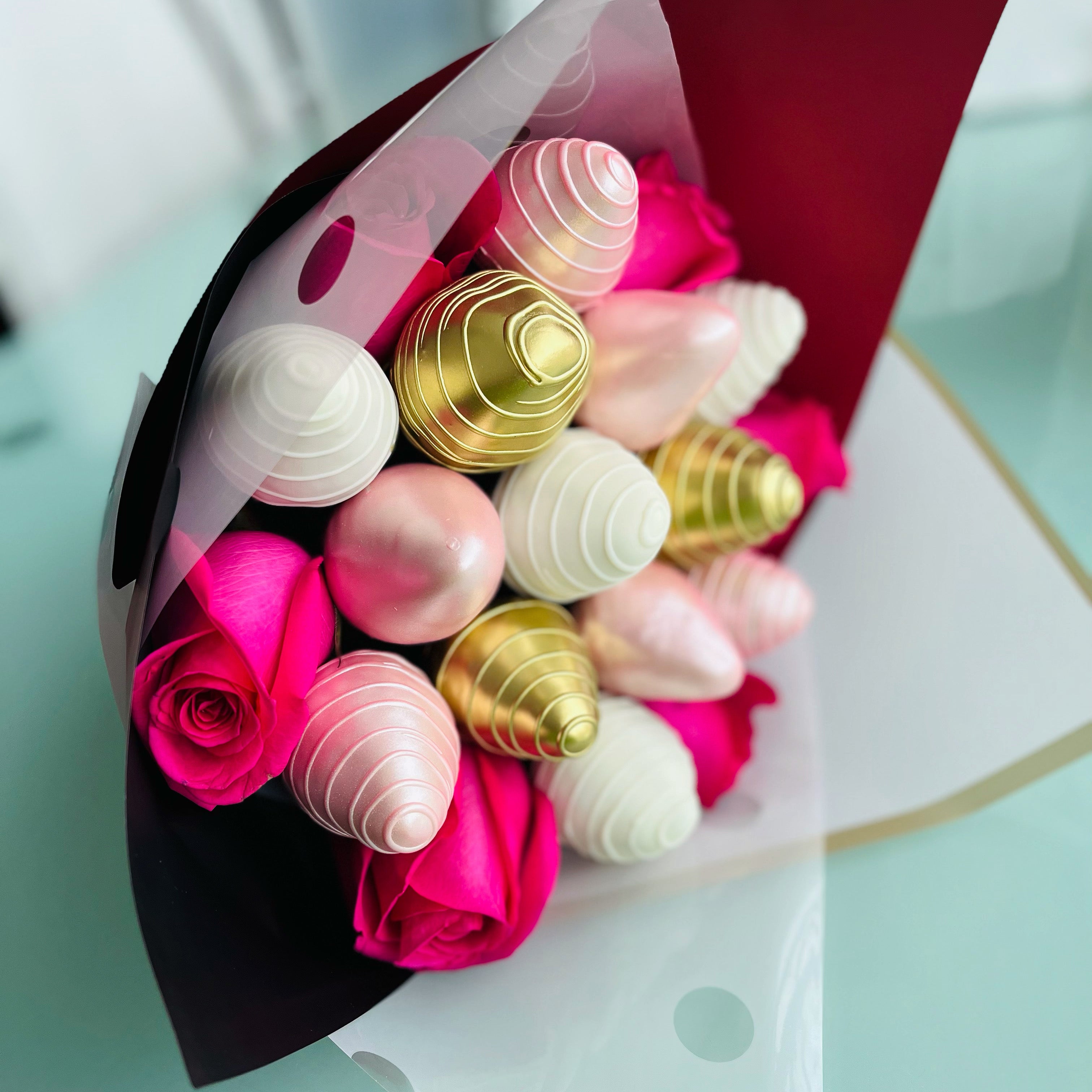 The Blush & Gold Empress Strawberry Bouquet