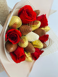 Luxury Rose & Gold Chocolate Strawberry Bouquet